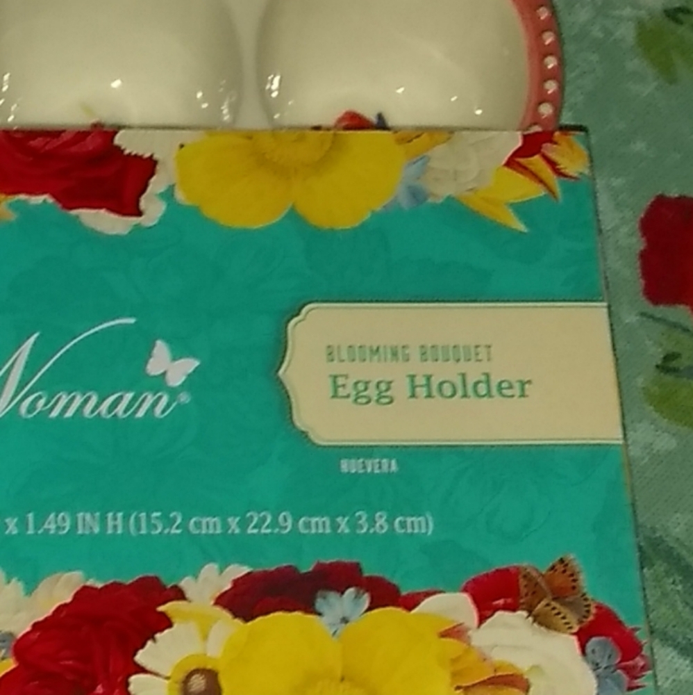 πΊ New Pioneer Woman Blooming Bouquet Egg Holder Display Tray, Pink - Picture 6 of 7